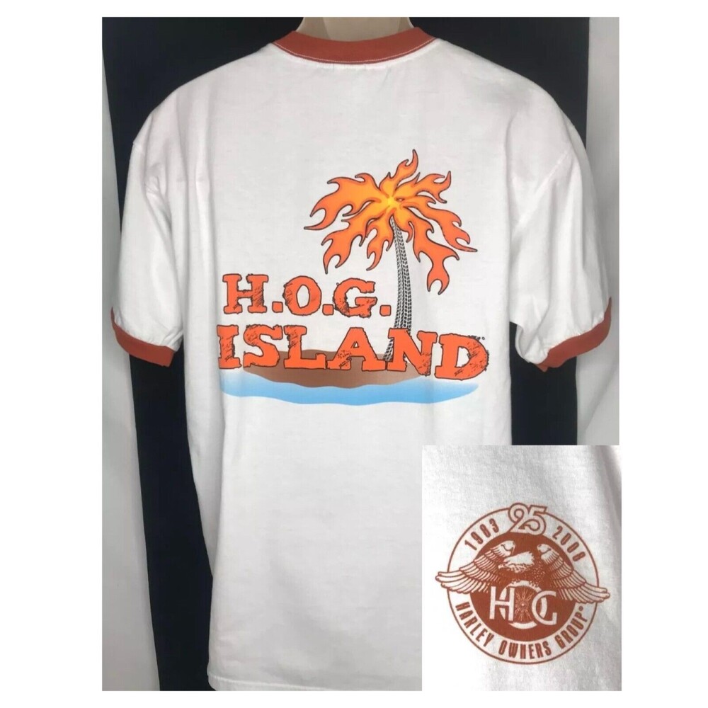 H.O.G. 25th Anniversary Hog Island T-Shirt Size Large 2008 Harley Owners Group